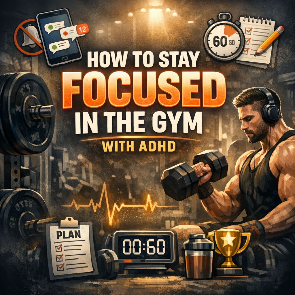 Person staying focused during a gym workout with ADHD-friendly strategies