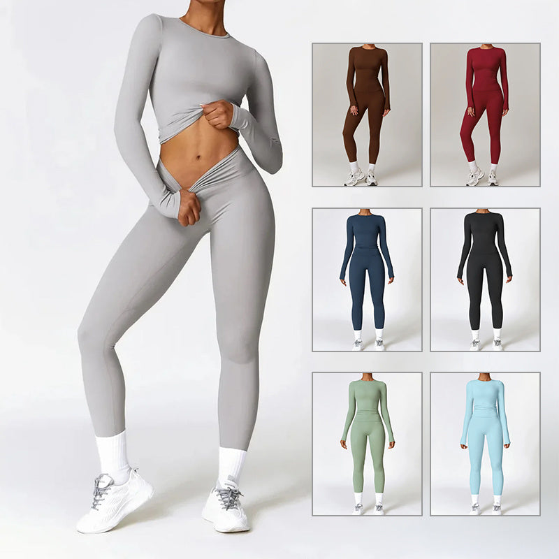 Tight Fitted Yoga High Waisted Bottoms & Long Top