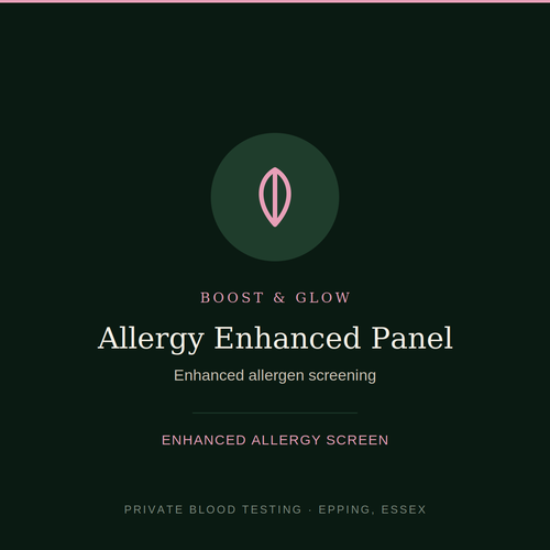 Allergy Enhanced Panel blood test — enhanced allergen screening, Boost & Glow Epping Essex