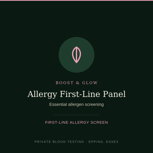 Allergy First-Line Panel blood test — essential allergen screening, Boost & Glow Epping Essex