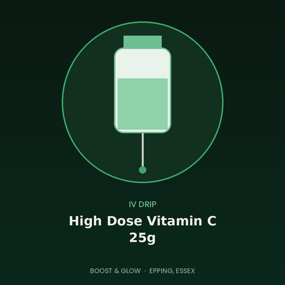 High dose vitamin C 25g IV drip in Epping, Essex by Boost & Glow