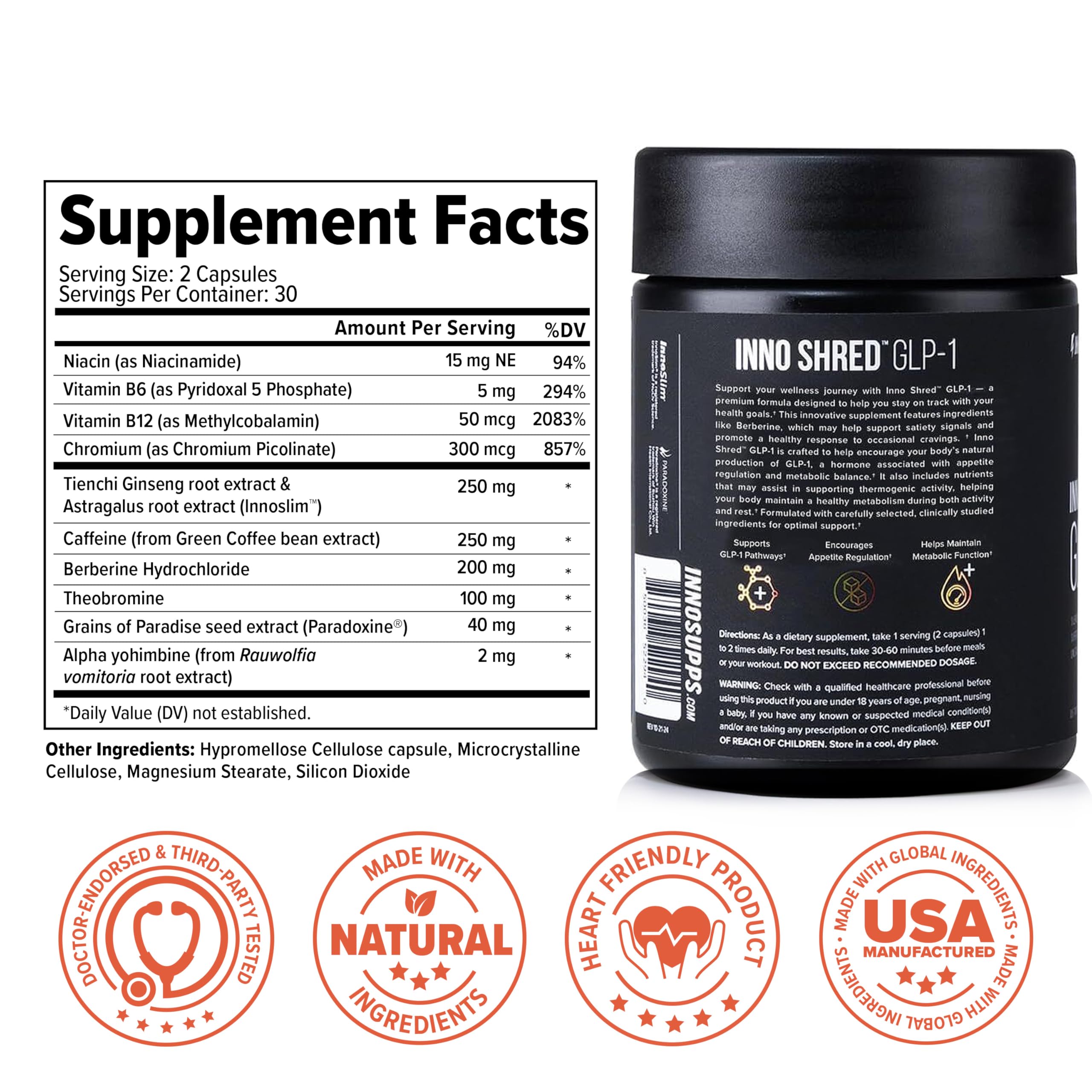 Inno Shred GLP-1 | Thermogenic & Appetite Support | 60 Capsules Boost & Glow Inno Shred GLP-1 | Thermogenic & Appetite Support | 60 Capsules Boost & Glow