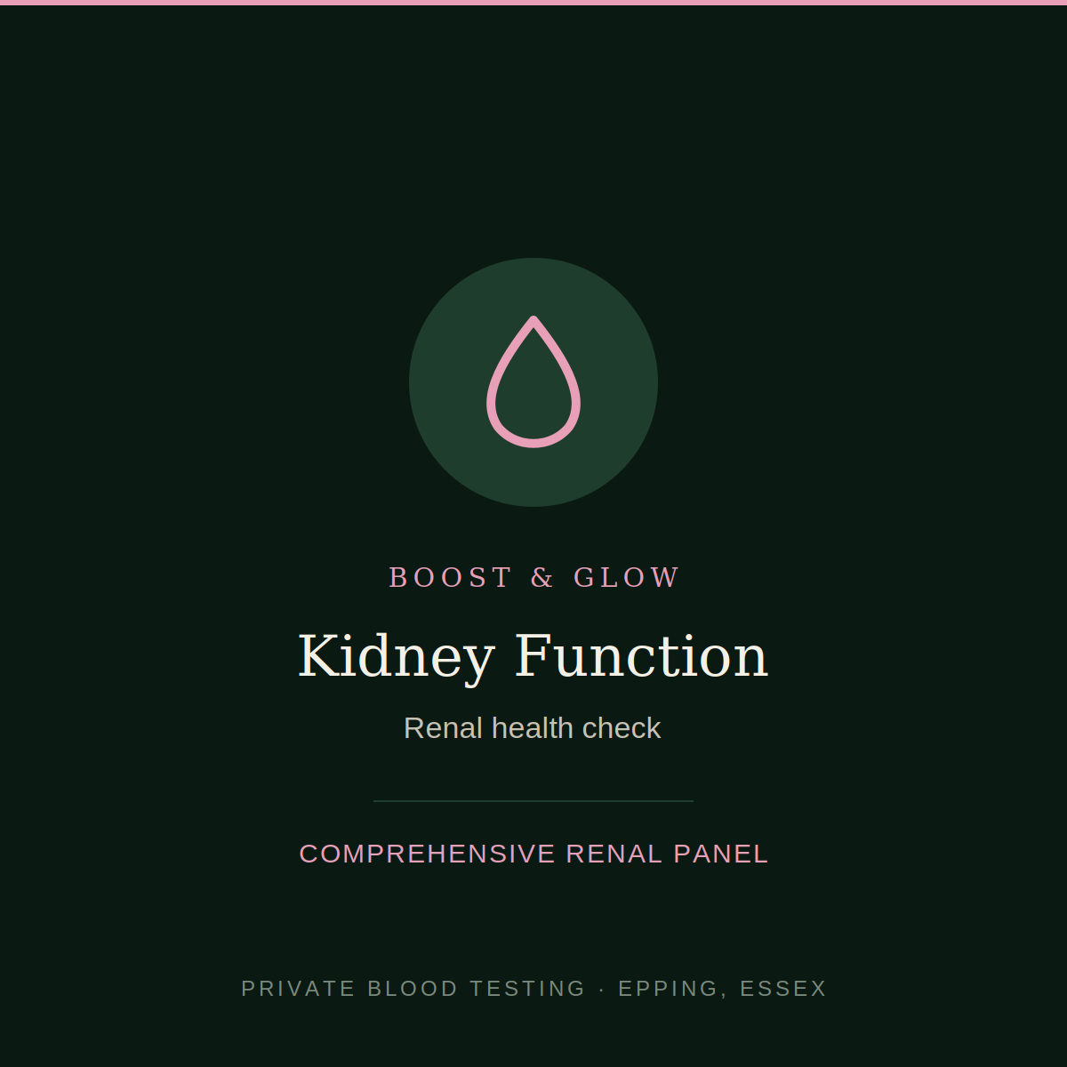 Kidney function blood test — renal health check, Boost & Glow Epping Essex