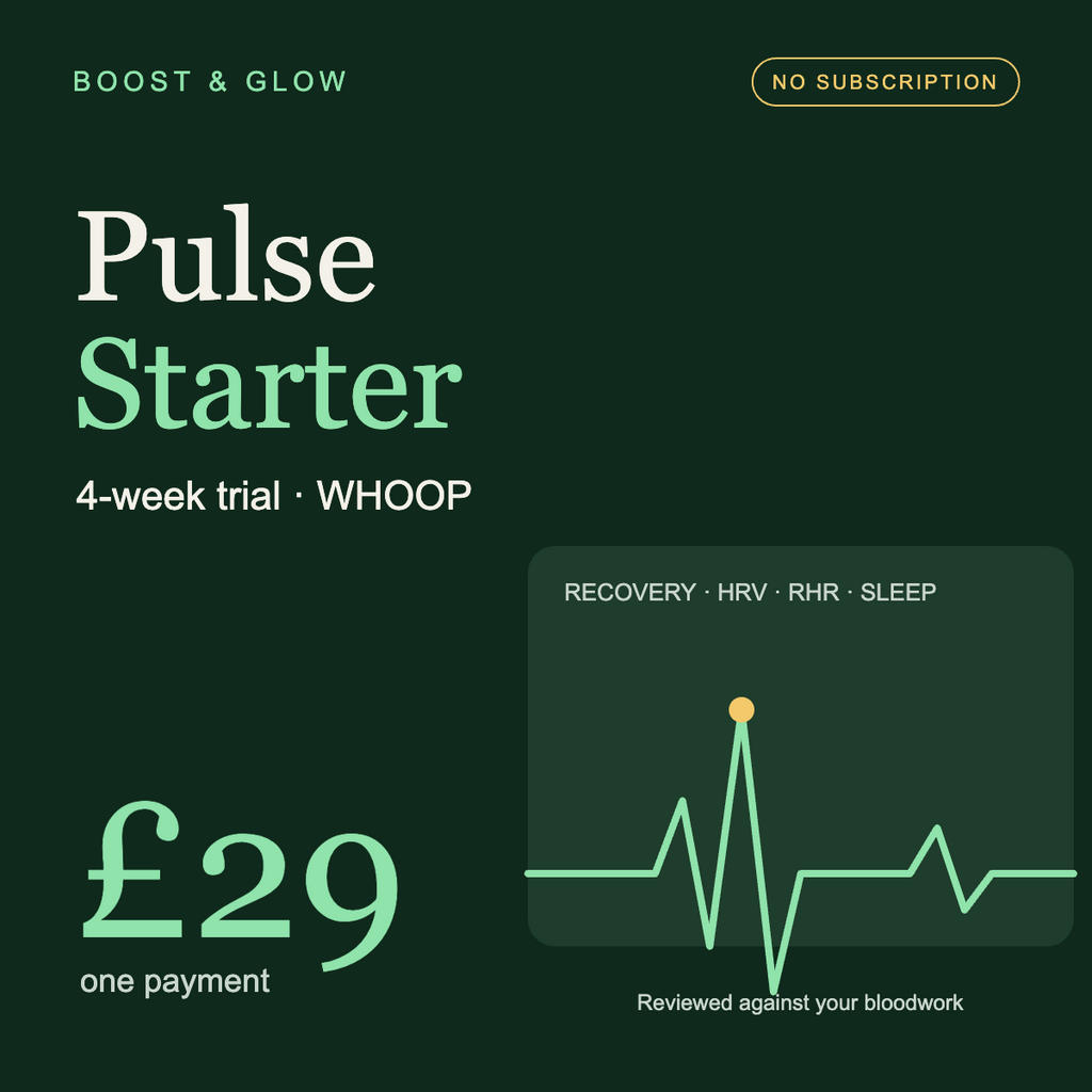 Boost & Glow Pulse Starter (WHOOP, 4 weeks) — WHOOP monitoring service overview, Boost & Glow Epping Essex