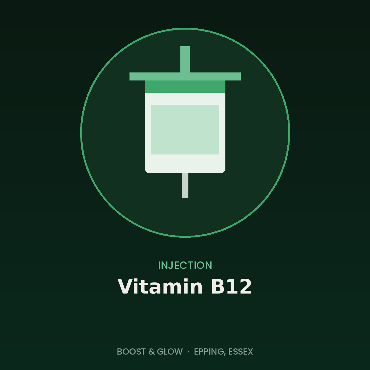 Vitamin B12 injection given in Epping, Essex by Boost & Glow